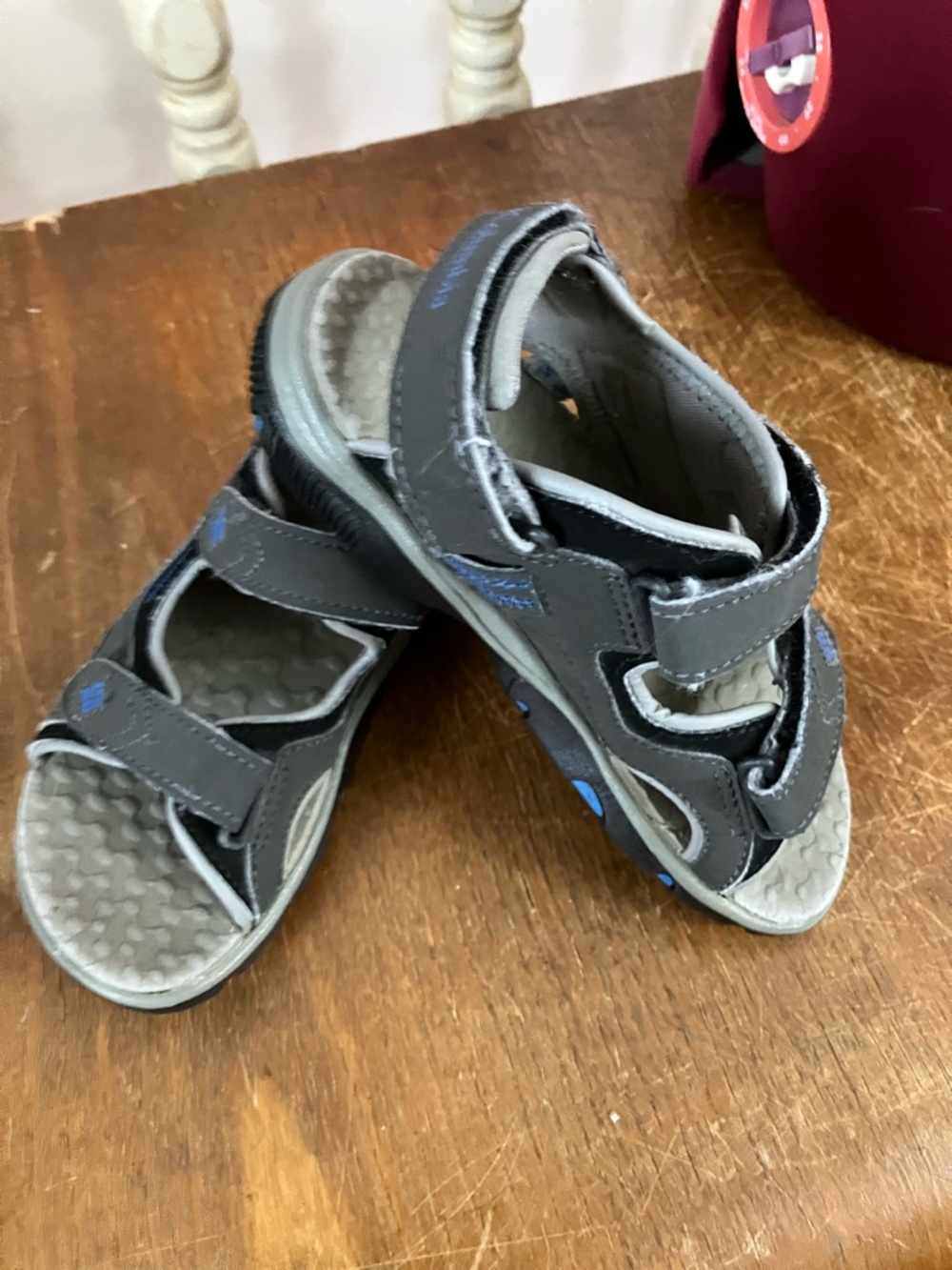 Columbia Kids Gray and Blue Adjustable Strap Sandals